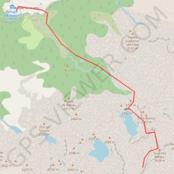 Trace GPS Eriste Norte depuis Biadós, itinéraire, parcours