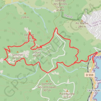 Trace GPS Du Trayas au Pic de l'Ours, itinéraire, parcours
