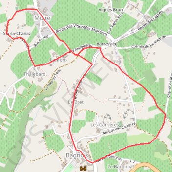 Trace GPS Château de Bagnols - Moiré, itinéraire, parcours