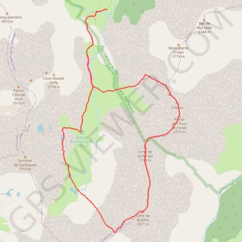 Trace GPS Pointe des 3 Hommes et Cime de Bolofre, itinéraire, parcours