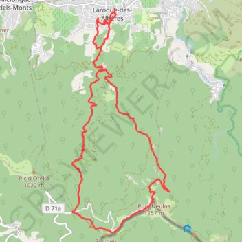 Trace GPS T66Laroque Néoulous col de l'Ouillat 18,5 km M1200 3,5 étoiles, itinéraire, parcours