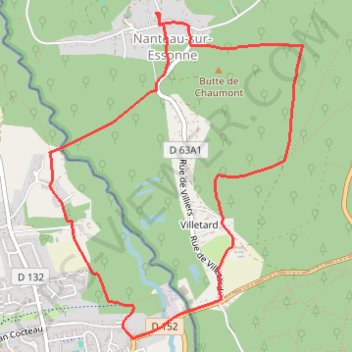 Trace GPS Nanteau sur Essonne, itinéraire, parcours
