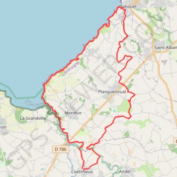Trace GPS Coetmieux-Dahouet, itinéraire, parcours
