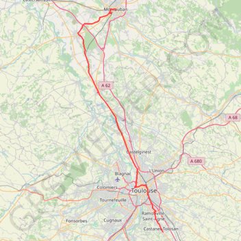 Trace GPS Montauban Castanet-Tolosan, itinéraire, parcours