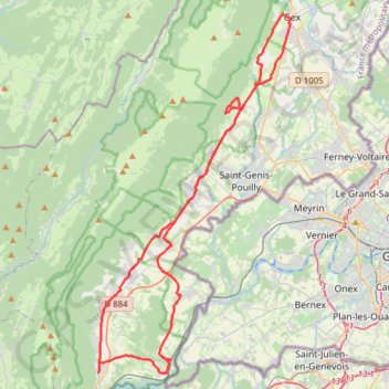 Trace GPS Vélo le long du Jura - Gex - Collonges, itinéraire, parcours