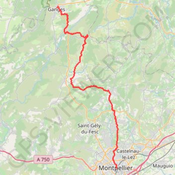 Trace GPS Ganges - Montpellier, itinéraire, parcours