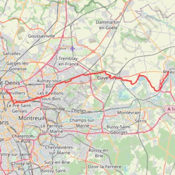 Trace GPS De Paris à Meaux via l'Ourq, itinéraire, parcours