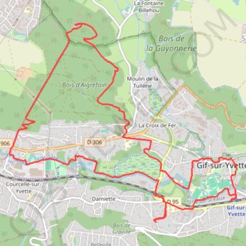 Trace GPS Gif-sur-Yvette - Entre ville et campagne, itinéraire, parcours