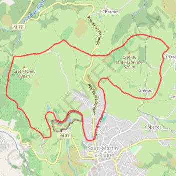 Trace GPS Saint Martin la Plaine (42), itinéraire, parcours