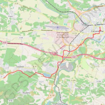 Trace GPS Chemin du Piemont de Carcassonne à Alairac, itinéraire, parcours
