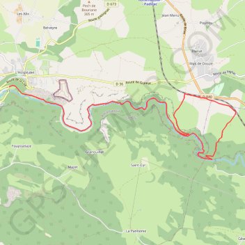 Trace GPS Rocamadour Moulin du Saut, itinéraire, parcours