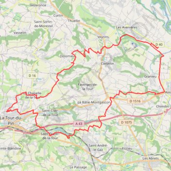 Trace GPS La Tour du Pin - Walibi, itinéraire, parcours