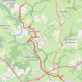 Trace GPS Itinéraire de 430 Chez Thimonier, 42510 Balbigny, France à 673 Les Garinnes, 42590 Vendranges, France, itinéraire, parcours