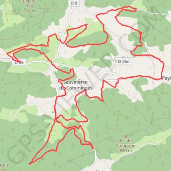 Trace GPS Autour de Sauveterre-de-Comminges, itinéraire, parcours