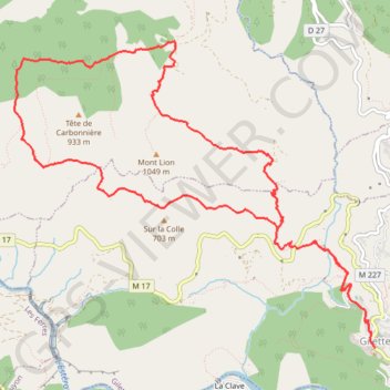 Trace GPS Tour du Mont Lion depuis Gilette, itinéraire, parcours