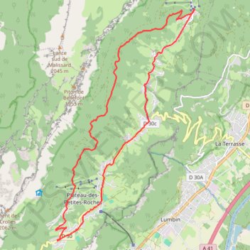 Trace GPS Plateau des petites roches, Saint Hilaire-Col de Marcieu, itinéraire, parcours