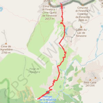 Trace GPS Col de Fenestre, itinéraire, parcours