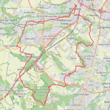 Trace GPS Boucle vers la Roche Turpin et Janvry, itinéraire, parcours