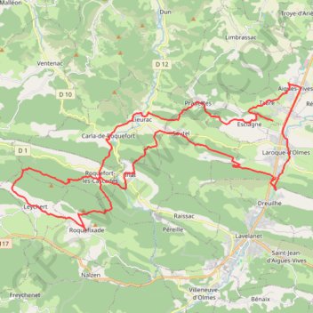 Trace GPS En pays Cathare, itinéraire, parcours