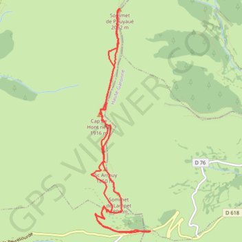 Trace GPS Sommet de Pouyaué depuis le col de Peyresourde, itinéraire, parcours