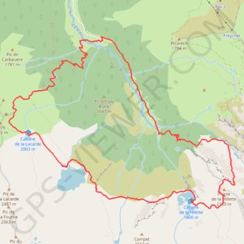 Trace GPS Pointe de la Hilette - Cabane de Lacarde, itinéraire, parcours