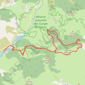 Trace GPS Roche Castel, itinéraire, parcours