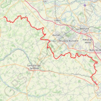 Trace GPS GR127 De Dennebroeucq à Arras (Pas-de-Calais), itinéraire, parcours