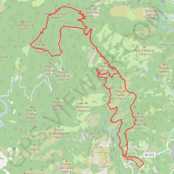 Trace GPS Mont Tournairet depuis Pelasque, itinéraire, parcours