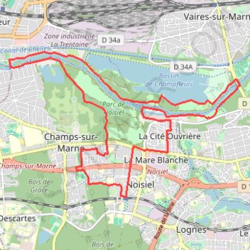 Trace GPS Noisiel - autour de la chocolaterie Menier, itinéraire, parcours