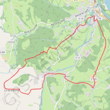Trace GPS Mane - Col de Lamothe, itinéraire, parcours
