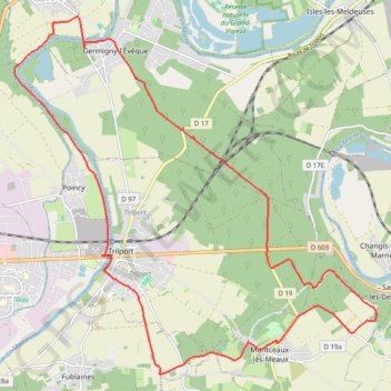 Trace GPS Germigny-l'Évêque et les bords de Marne, itinéraire, parcours