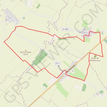 Trace GPS Le sentier de la Butte de Warlencourt (Warlencourt-Eaucourt), itinéraire, parcours