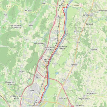 Trace GPS Mâcon Fleurville à vélo, itinéraire, parcours