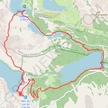 Trace GPS Boucle Lac d’Orédon - d’Aubert - de Cap de Long via le Pas du Gat, itinéraire, parcours