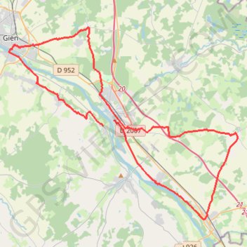 Trace GPS Le long de la Loire autour de Briare, itinéraire, parcours