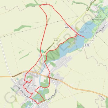 Trace GPS Le marais de Vermand, itinéraire, parcours