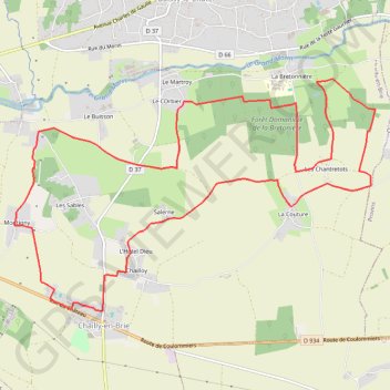 Trace GPS Les Coteaux du Morin et de l'Aubetin - Chailly-en-Brie, itinéraire, parcours