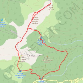 Trace GPS Pis de Cagire depuis le col de Menté, itinéraire, parcours
