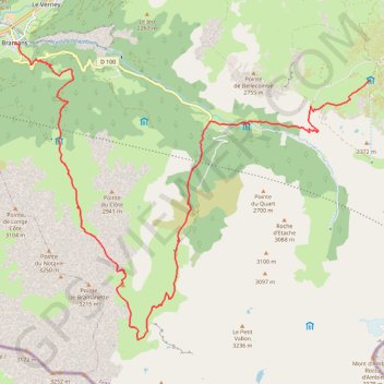 Trace GPS Route from Bramans to Refuge du Petit Mont-Cenis, itinéraire, parcours