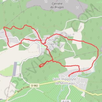 Trace GPS Saint-Hippolyte de Montaigu - Saint-Victor des Oules, itinéraire, parcours