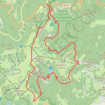 Trace GPS Sentier des Roches : tour complet (Schlucht / Gaschney / Kastelberg), itinéraire, parcours