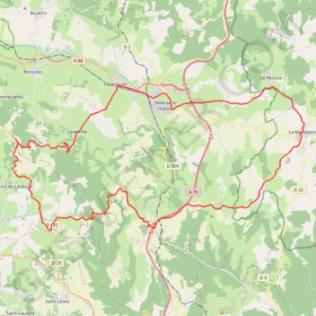 Trace GPS Sévérac-d'Aveyron (44min - Un tour à Sévérac d'Aveyron (57km), itinéraire, parcours