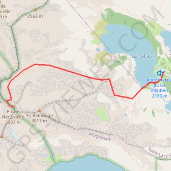 Trace GPS Pic de Néouvielle depuis le lac d'Aubert, itinéraire, parcours