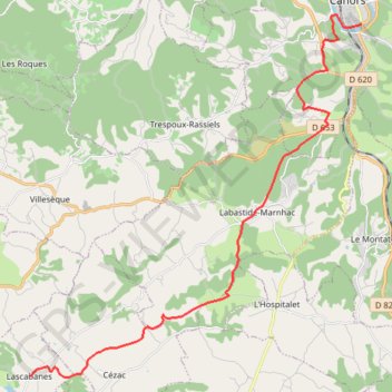 Trace GPS Cahors - Lascabanes, itinéraire, parcours