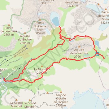 Trace GPS Col de la Vanoise depuis Pralognan - Crochet par le lac de la patinoire, itinéraire, parcours