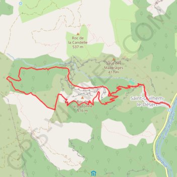 Trace GPS Roc de la Bissone (Saint-Guilhem-le-Désert), itinéraire, parcours