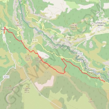 Trace GPS Gorges Verdon Le Grand Marges, itinéraire, parcours