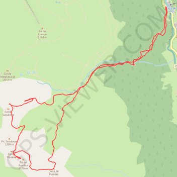 Trace GPS Pic de Pombie, sommets 2174 - 2207 depuis Pont de Camps, itinéraire, parcours