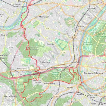 Trace GPS Du Pont de Sevres à Rueil Malmaison, itinéraire, parcours