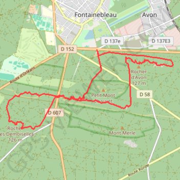 Trace GPS Rando en forêt et enrochement de Fontainebleau, itinéraire, parcours
